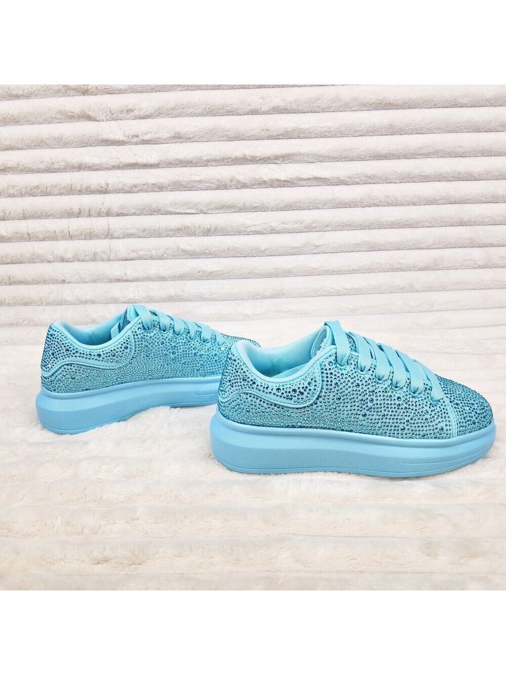 NIB Cush Baby Blue Rhinestone Sneakers Tennis Shoes - Picture 6 of 9